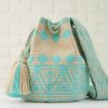 Fair-Trade Turquoise Diamond Hand-Woven Bag from Colombia